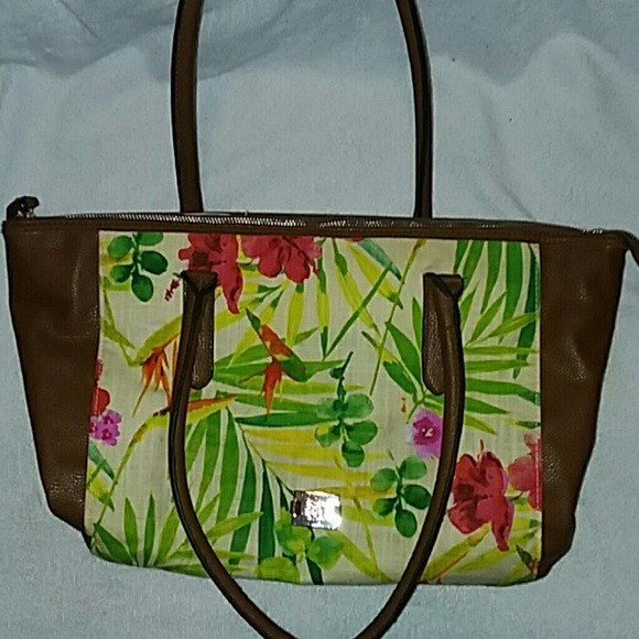 Style & Co tropical Floral w/ brown faux leather - Picture 6 of 6